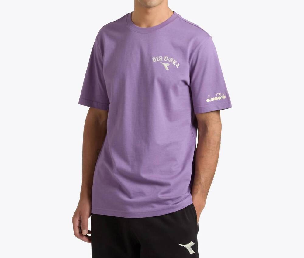 NEW DIADORA short sleeve run crew t-shirt in violet grape compote